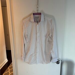 Perry Ellis Portfolio Men's White Patterned Shirt Medium 15.5. 34/35
